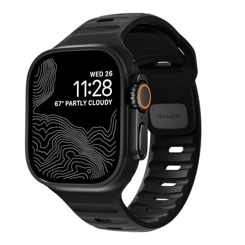 Nomad Sport Band - 45mm | Black Apple watch ultra 2 band, Designed to give your Apple Watch a modern and athletic look for intense workouts and everyday wear, Compatible with New Series 10, Ultra & Ultra 2, Series 1-9, and SE
