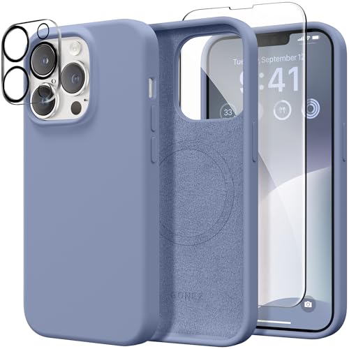 Coque silicone iPhone 13 Pro MagSafe GONEZ avec 4 protections écran et objectif