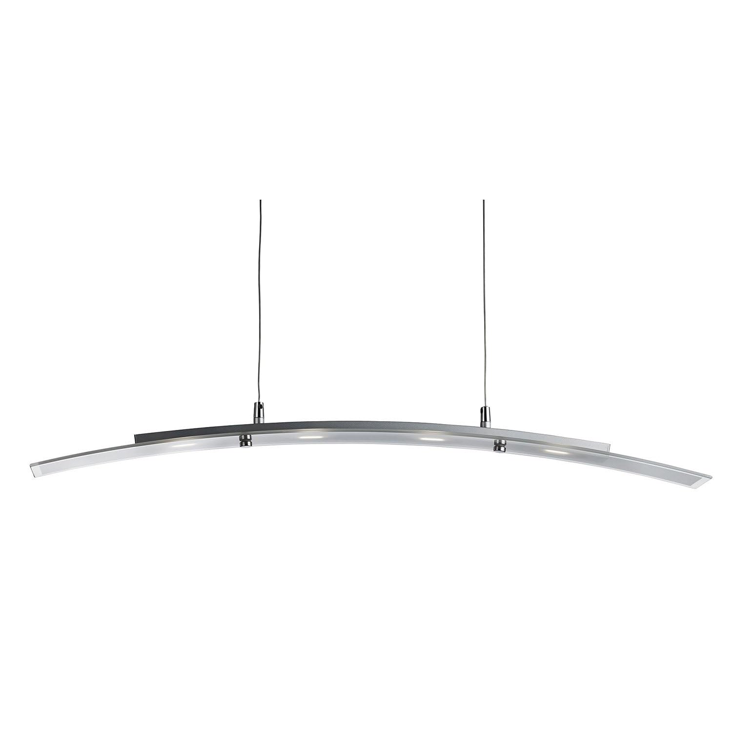 4 Lights LED Curved Ceiling Pendant Light Frosted Glass Diffuser With Clear Edge