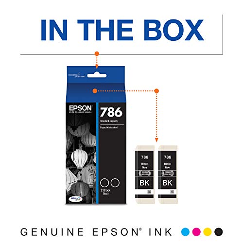 Epson 786 Genuine Black Ink Cartridges 2-Pack Standard Capacity T786120-D2 - image 2