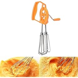Licuadora Manual Con Manivela Uadme Batidor De Huevos, Batidor De Huevos Con Manivela Manual, Batidor De Mano De Acero Inoxidable, Batidor De Huevos, Batidor Manual De Leche, Licuadora, Batidora, Herramienta De Cocina(Orange)