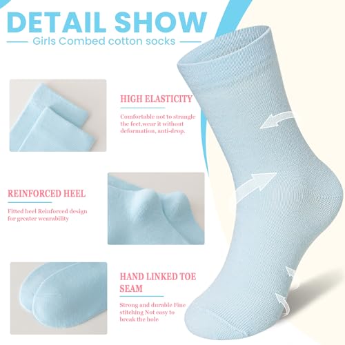 Eocom Girls Socks Little Kids Crew Socks Cotton Cute Youth Dress Socks 6 Pairs4