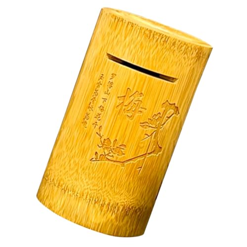 Yardwe Alcancía De Bambú Natural para Ahorrar Dinero Caja De Ahorros De Bambú Monedero Adorno De Escritorio Tarro De Dinero para Decorar
