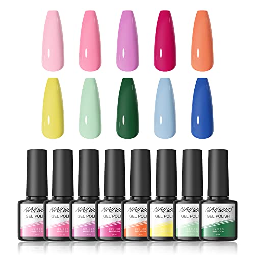 NAILWIND UV Nagellack, Gel Nagellack Pink Rot Set Shellac Nagellack UV LED Nagellack Langlebig Gesund Soak Off Gel Nagellack 10 Farbe 8ml Cover