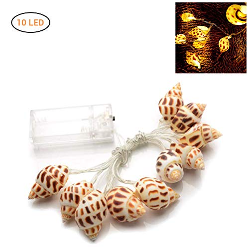 Gutyan Battery Operated Seashell Fairy Lights 10 Leds Warm White Real Seashells 1.2M Sea Shell Fairy Christmas Lights Christmas Decoration