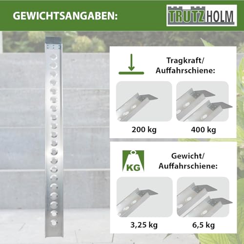 TRUTZHOLM Alu Auffahrschiene 194cm / 200 kg Auffahrschine Verladerampe Motorrad Moped E-Bike Schwarz (Grau)