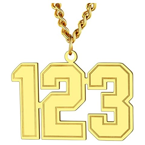 Supcare Engraved Jersey Number Necklace Mens Gold Plated Lucky Number Chain for Athelete Cover