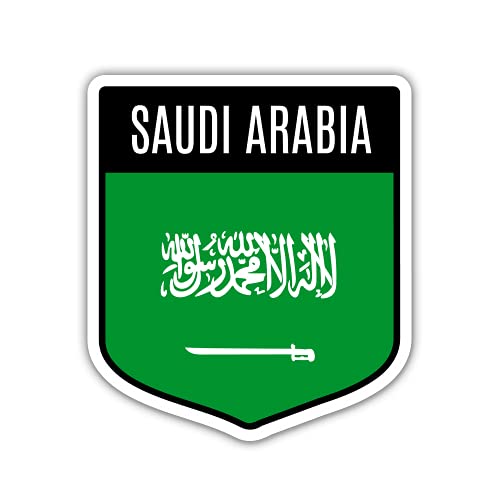 Squiddy Saudi Arabia Flag Shield - Vinyl Sticker Decal for Phone, Laptop, Water Bottle (3" high)
