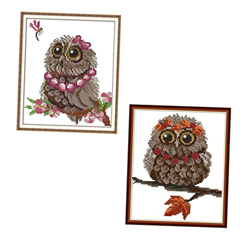 Kit de broderie chouette avec toile imprimee point de croix facile pour amateurs