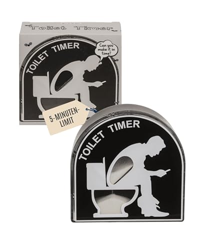 Out of the blue Toiletten Sanduhr Timer 5-Minuten WC-Timer als Scherzartikel witzige Sanduhr für Bad & Gäste-WC kompaktes Zeitmanagement ca. 9 5 x 9 cm