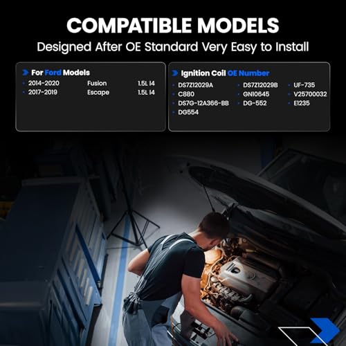 Image of 4 Ignition Coils Pack - Fix Misfires for Ford Fusion (2014-2020) & Escape (2017-2019) 1.5L L4 - Repl. UF735 /DS7Z12029A /DG554