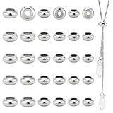 PH PandaHall 304 Stainless Steel Slider Beads 30pcs Stopper Beads 7mm 8mm 10mm Adjustable Beads Slider Metal Loose Beads with Rubber Inside for Bracelets Necklaces Chain Jewelry Making Hole: 1~3mm