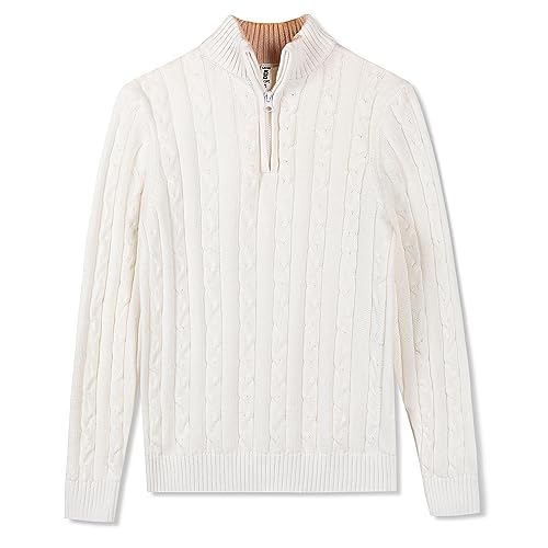 Image of Kid Nation Boys Sweater Cotton Quarter Zip Sweater Kids Cable Knit Pullover | Casual 1 /4 Zip Sweater for Child 3-14 Years (Previously Amazon Essentials)