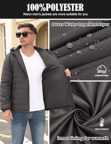 HEEKPEK Men's Puffer Jacket Water Repellent Lightweight Hooded Full Zip Quilted Jackets Insulated Fall Winter Casual Coat4