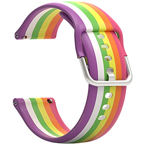 Ekezon 20mm Watch Band Compatible with Samsung Galaxy Active Active2 44mm 40mm/Watch 3 41mm/Watch 4 Classic/Gear S2 Classic/Gizmo Watch/Galaxy Watch 42mm Replacement Sport Strap (Rainbow, 20MM)