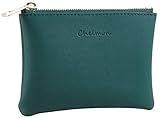 Chelmon Vegan Leather Coin Purse Pouch Change Purse With Zipper For Men Women (Green Coal)