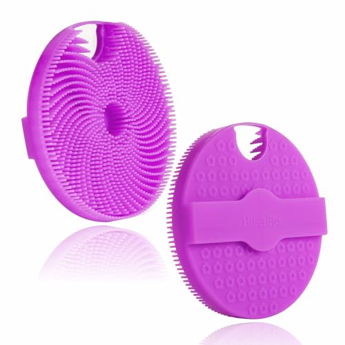 HIEERBUS Silicone Body Scrubber, Gentle Exfoliating Body Scrubber in Shower Silicone Loofah with Easily Lather Bristles, Long Lasting, and More Hygienic Than Traditional Shower Loofah,1 Pack, Purple