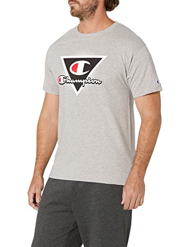 Champion Men's Classic T-Shirt, Oxford Gray Triangle Graphic, Small