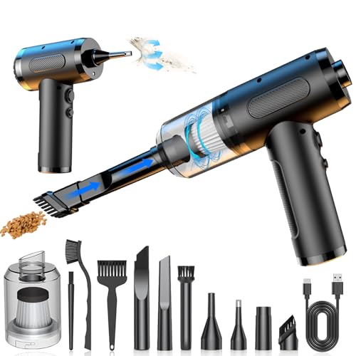 La Mejor Selección de Mini Aspiradora - los más vendidos. 43 Aspiradora de Mano & Plumero de Aire, 2en1 Aspiradora Inalámbrica de 3 Velocidades con Batería Recargable de 6000mAh, 50000RPM Aire Comprimido con Luz LED, Para Limpiar...