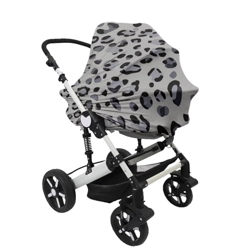 Image of Forchrinse Grey Leopard Print Baby Car Seat Cover Soft Stretchy Breastfeeding Nursing Cover Multi Use Cover for Shopping Cart /High Chair /Stroller