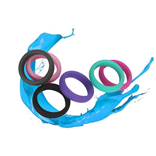 HANABASS 6pcs Silicon Ring for Women Comfortable Durable Rubber Ring for Wedding Sports Travel Random Color
