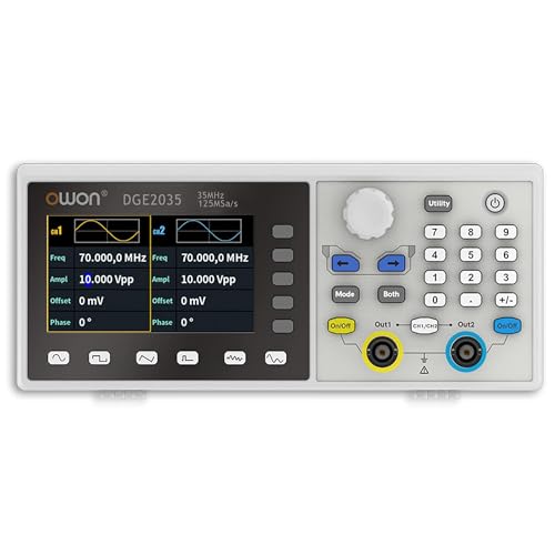 OWON DGE2035 Arbitary Function Generator Dual Channel 35MHz Frequency Output 125MSa/s Sample Rate with 3.6inch TFT LCD(35MHz/2CH)