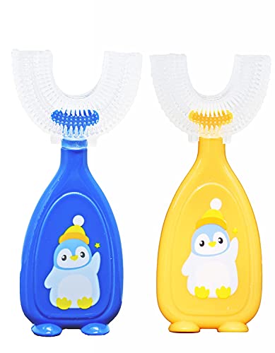 Image of 360 U-Shaped Manual Toothbrush With Food Grade Silicone Head|Soft Bristles For Babies & Kids' Sensitive Gums & Teeth|Easy Grip|Dental Care|Oral Hygiene- Pack Of 1,Assorted