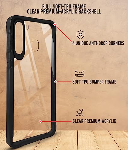 Image of Jkobi Back Cover Case for Samsung Galaxy A21 (Shockproof with Polycarbonate Clear Panel | Professional Black)