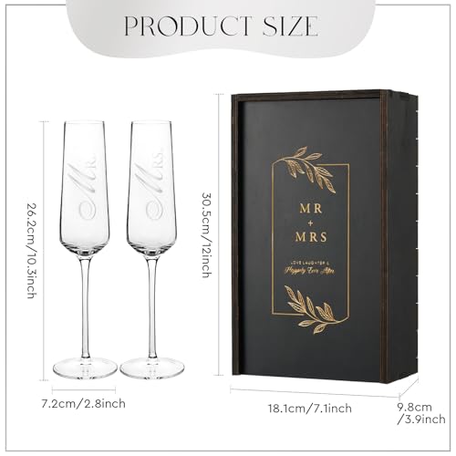 Image of AW BRIDAL Mr Mrs Gifts Wedding Champagne Flutes, Engagement Gift for Couple