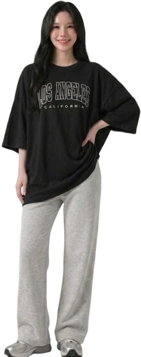 Women Oversized T-Shirt and Lower Set TrackSuit for Women | Oversize Baggy Loose Fit T-Shirt with Joggers Track Pants |Printed Oversize Top with Lower Combo Set-image-7