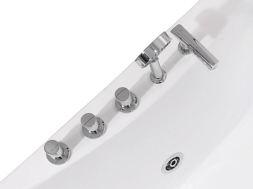 Vente-unique - Baignoire balnéo d'angle - 135 x 135 x 57 cm - 263 L - AGYNESS