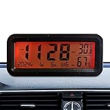 Armaturenbrett-Uhr – digitaler Feuchtigkeitsmonitor, Uhr, Kalender, 24-Stunden-Format, für LKW, Auto, Scooter, Limousine, Pick-Up, SUV, Konsole, Belüftung, Fahren