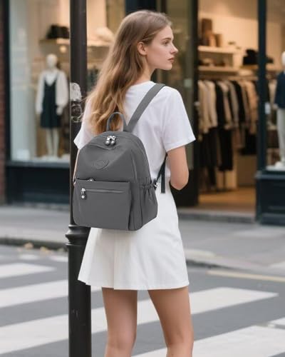 Image of Tanweibago Mini Nylon Women Backpacks,11L Small Ladies backpacks Casual Lightweight Women Shopping Travel Daypack (Neutral Gray)