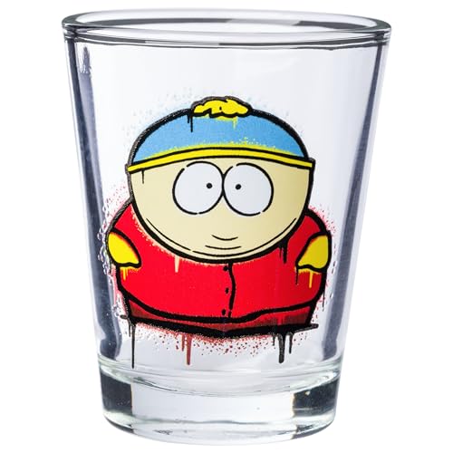 Image of Silver Buffalo South Park Featuring Eric Cartman, Stan, Kyle, and Kenny 4 Pack Mini Glass Set, 1.5 Ounces