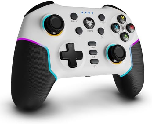EvoFox Elite X2 Pro Gaming Controller for PC, Tri-Mode 2.4G/BT/Wired Gamepad, HallSense Magnetic Triggers & Joysticks, 1000Hz Polling, RGB, Replaceable JoySticks, Turbo Mode, 16h Battery (White)