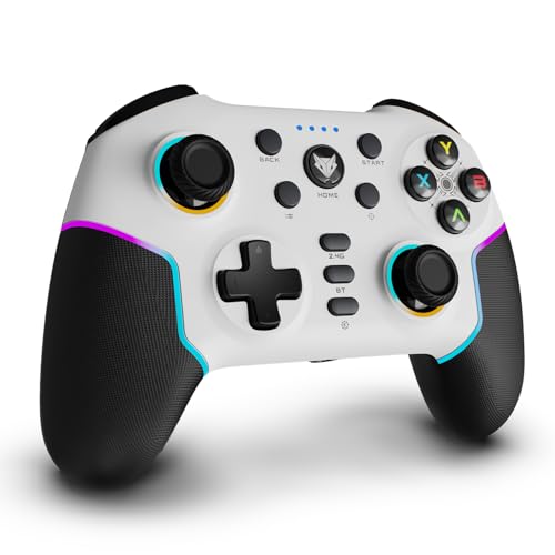 Image of EvoFox Elite X2 Pro Gaming Controller for PC, Android, TV, Switch Tri-Mode -2.4G /BT /Wired Gamepad, HallSense Magnetic Triggers & Joystick, 1000Hz Polling, RGB, Replaceable JoySticks,16h Battery-White