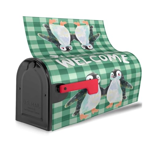 Image of Dujiea Cartoon Penguin Welcome Mailbox Wrap, Waterproof Magnetic Post Box Cover, Standard Size 21 inchX 18 inch Garden Yard Outside Farmhouse Home Decor