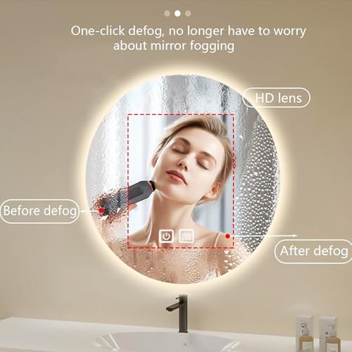 Miroir de salle de bain haut de gamme demi-lune à intensité variable LED