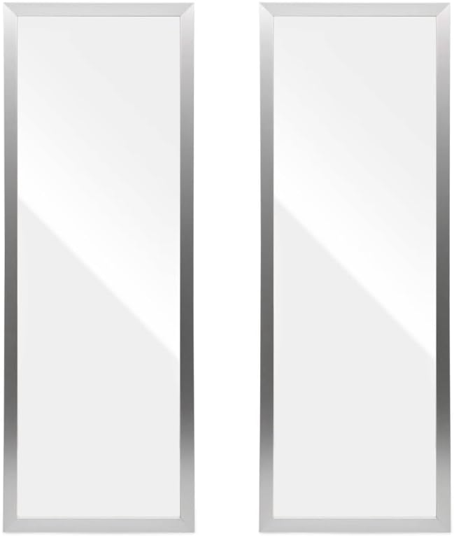 DRULINE 2er-Set Türspiegel – Wandspiegel – Spiegel – Dekospiegel – Flurspiegel – Kunststoff Silber – B/H ca. 34×94 cm – mit abnehmbaren Haken – zur Aufhängung an Tür oder Wand