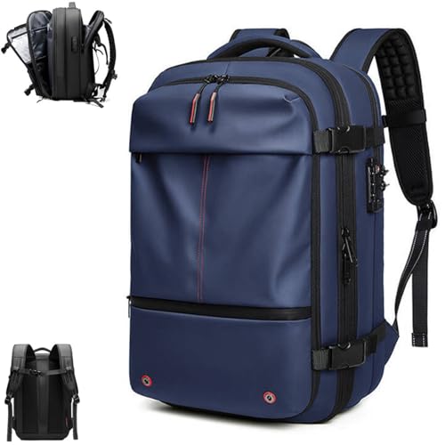 Ezyvac Backpack Vacuum, Ezyvac Rucksack for Travel, 60L Large-Capacity Travel Backpack Expandable with Compression (Blue)