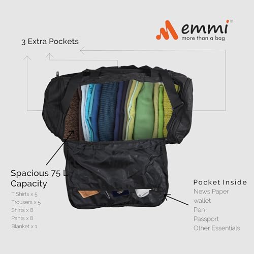 Image of Emmi Radiant Duffle Bag 50 L|Travel Bag for Men and Women |Weekend Holiday and Gym |Sustainable and Durable Cabin Bag|Water Repellent |18 Months Warranty