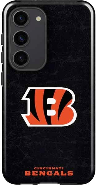 Skinit Pro Phone Case Compatible with Galaxy S23 - Officially Licensed NFL Cincinnati Bengals Black & White Design
