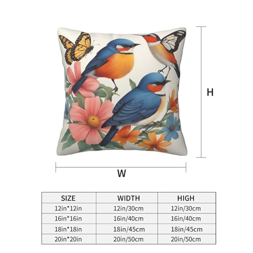Housse de coussin papillons et oiseaux décoration colorée de maison - 5