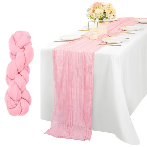 Sikweny Chemin de Table Mousseline Lavable 300 x 90CM Chemin de Table en Mousseline Fin Anti-Brûlure pour Décoration Mariage Anniversaire Dîner d'affaires...