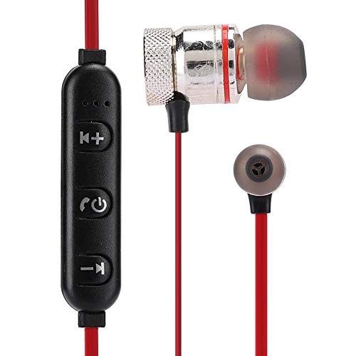 Auricolare con collana wireless, bluetooth 5. 0 design ergonomico in-ear stereo hifi riduzione del rumore sport running earbuds for work home office(rosso)