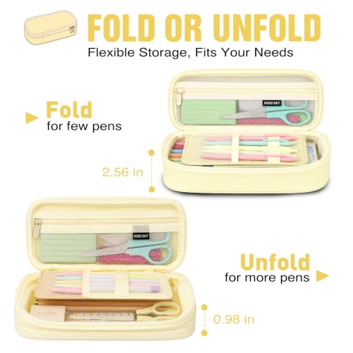 Image of PUPTILY Pencil Case, Large Capacity Aesthetic Pencil Cases with Durable Zipper, Big Stationery Pencil Pouch for Women & Men, Adults Portable Storage Organizer Bag for College, Office, Travel (Beige)
