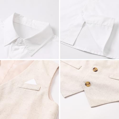 Image of SANGTREE Baby Boy Suit Wedding Ring Bearer Outfits Vest Short Sleeve Bowtie Shirt Suspender Summer Gentleman Shorts Sets