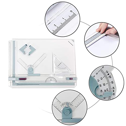 Sofedy A3 Drawing Board, Inch Scale Drafting Table, Portable Parallel Straightedge Board, Graphic Architectural Sketch Board For Drawing With Parallel Motion (20.1"X14.6") #TOP1