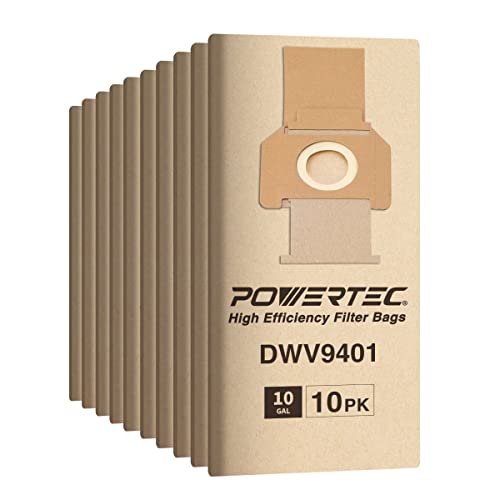 Image of POWERTEC 75026-P2 10 gallon High Efficiency Filter Bags for DeWalt DWV012 Dust Extractors (10 Pack)