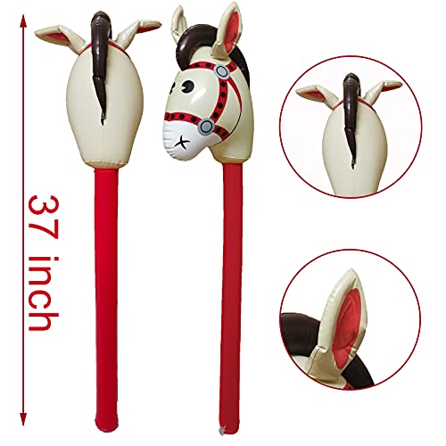 Oringaga 4 Packs Inflatable Stick Horses - Western Cowboy/Pony//Horse Themed Baby Shower Kids Birthday Party Decorations Supplies Favors Inflatable Costume Stick Horse #TOP1